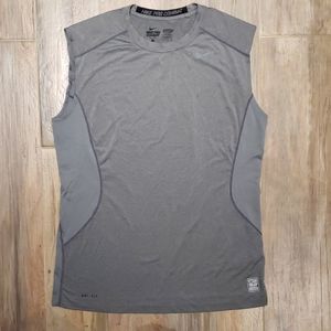 Gray Nike Pro Combat Dri-Fit Tank Top